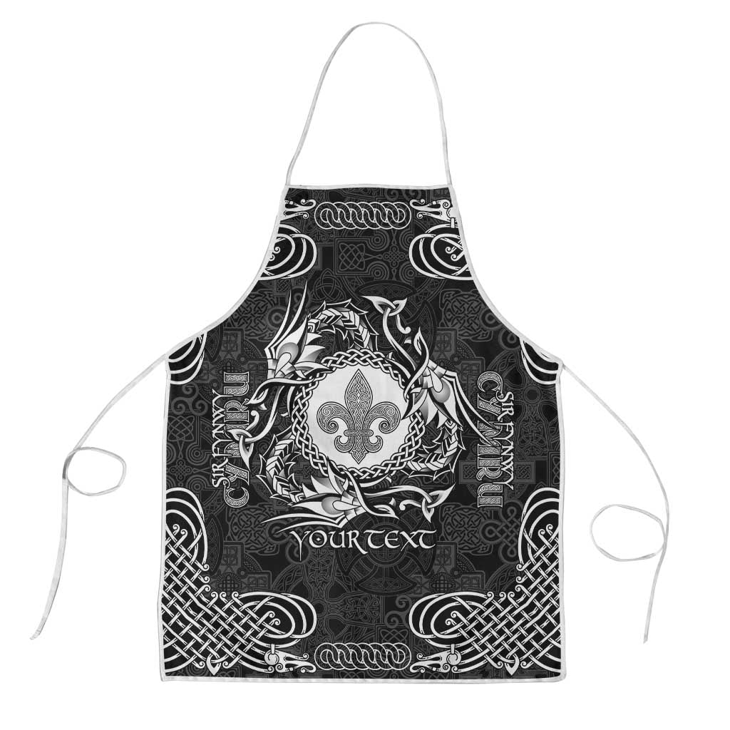 Personalized Monmouthshire Sir Fynwy Apron Black Fleur-de-lis Celtic-inspired - Wonder Print Shop