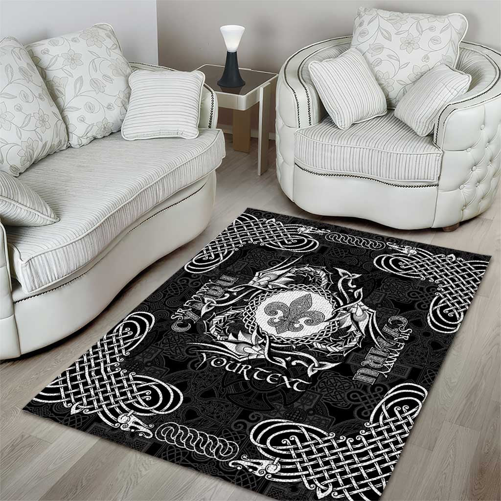 Personalized Monmouthshire Sir Fynwy Area Rug Black Fleur-de-lis Celtic-inspired - Wonder Print Shop