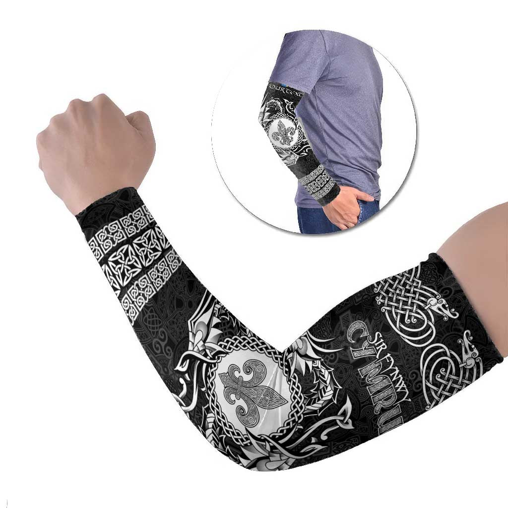Personalized Monmouthshire Sir Fynwy Arm Sleeves Black Fleur-de-lis Celtic-inspired - Wonder Print Shop