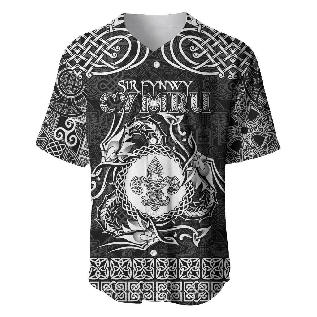 Personalized Monmouthshire Sir Fynwy Baseball Jersey Black Fleur-de-lis Celtic-inspired - Wonder Print Shop