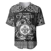 Personalized Monmouthshire Sir Fynwy Baseball Jersey Black Fleur-de-lis Celtic-inspired - Wonder Print Shop