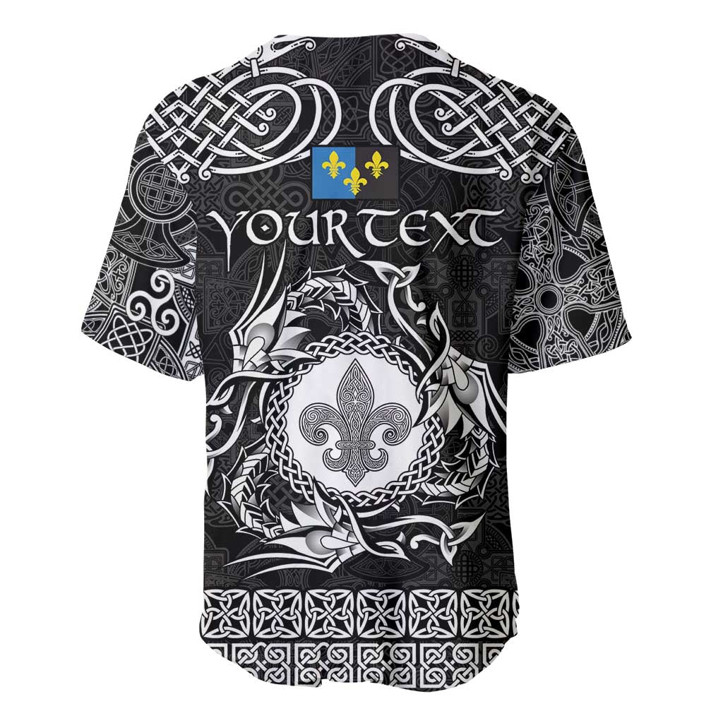 Personalized Monmouthshire Sir Fynwy Baseball Jersey Black Fleur-de-lis Celtic-inspired - Wonder Print Shop
