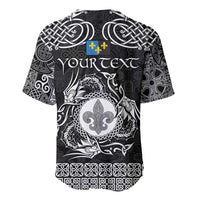 Personalized Monmouthshire Sir Fynwy Baseball Jersey Black Fleur-de-lis Celtic-inspired - Wonder Print Shop