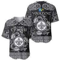 Personalized Monmouthshire Sir Fynwy Baseball Jersey Black Fleur-de-lis Celtic-inspired - Wonder Print Shop