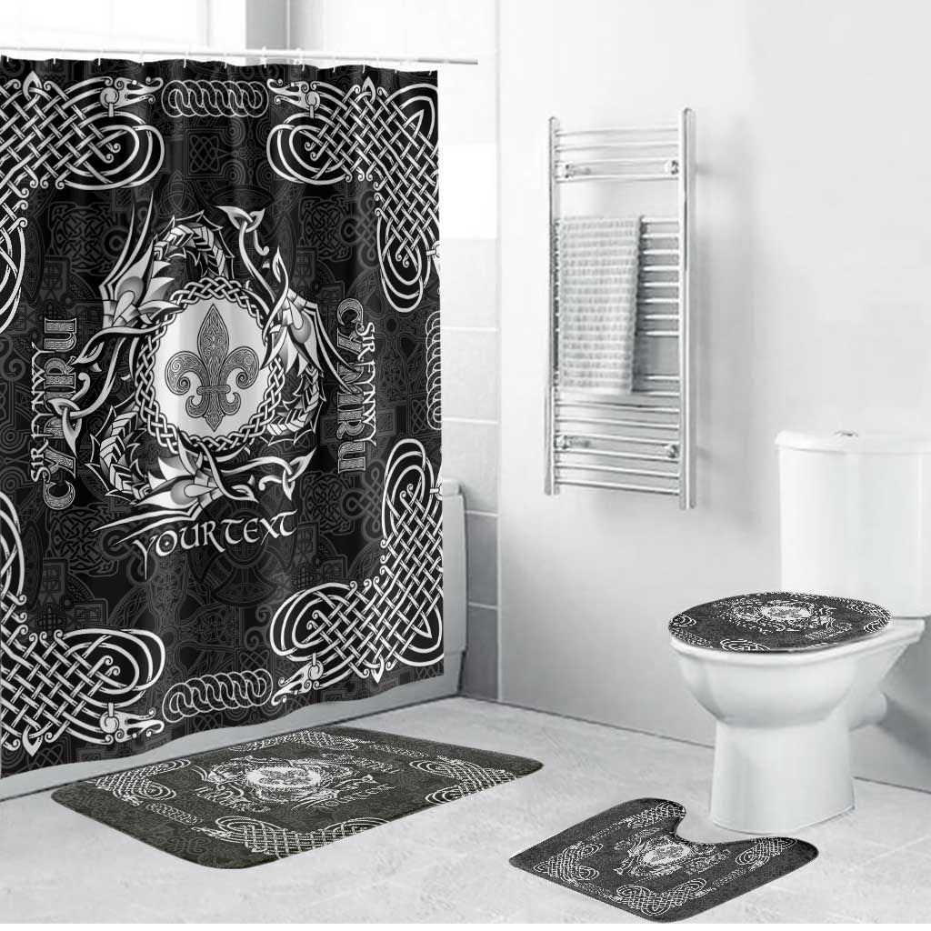 Personalized Monmouthshire Sir Fynwy Bathroom Set Black Fleur-de-lis Celtic-inspired - Wonder Print Shop