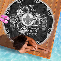 Personalized Monmouthshire Sir Fynwy Beach Blanket Black Fleur-de-lis Celtic-inspired - Wonder Print Shop