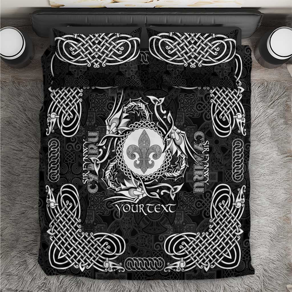 Personalized Monmouthshire Sir Fynwy Bedding Set Black Fleur-de-lis Celtic-inspired - Wonder Print Shop