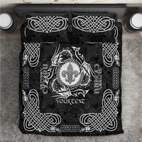 Personalized Monmouthshire Sir Fynwy Bedding Set Black Fleur-de-lis Celtic-inspired - Wonder Print Shop