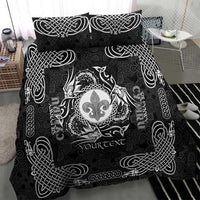 Personalized Monmouthshire Sir Fynwy Bedding Set Black Fleur-de-lis Celtic-inspired - Wonder Print Shop