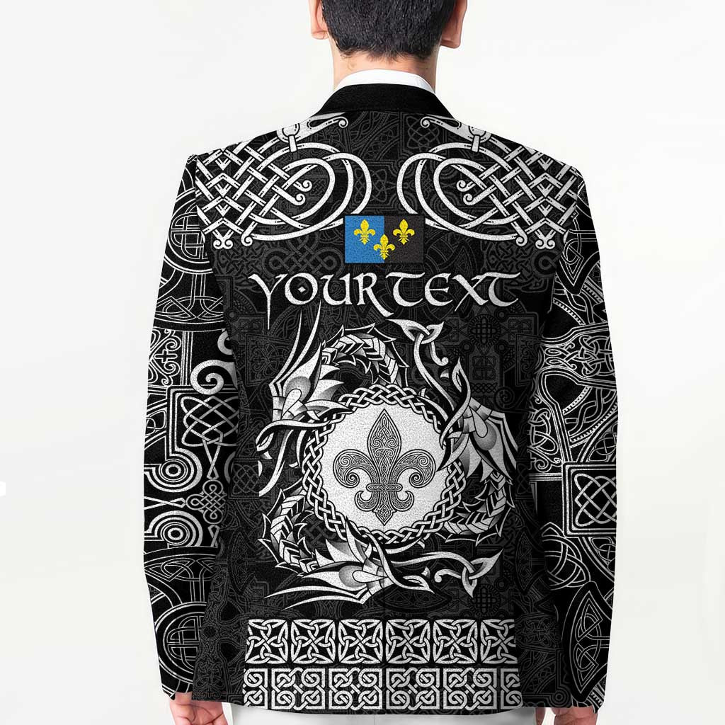 Personalized Monmouthshire Sir Fynwy Blazer Black Fleur-de-lis Celtic-inspired - Wonder Print Shop