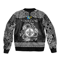 Personalized Monmouthshire Sir Fynwy Bomber Jacket Black Fleur-de-lis Celtic-inspired - Wonder Print Shop