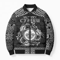 Personalized Monmouthshire Sir Fynwy Bomber Puffer Jacket Black Fleur-de-lis Celtic-inspired - Wonder Print Shop