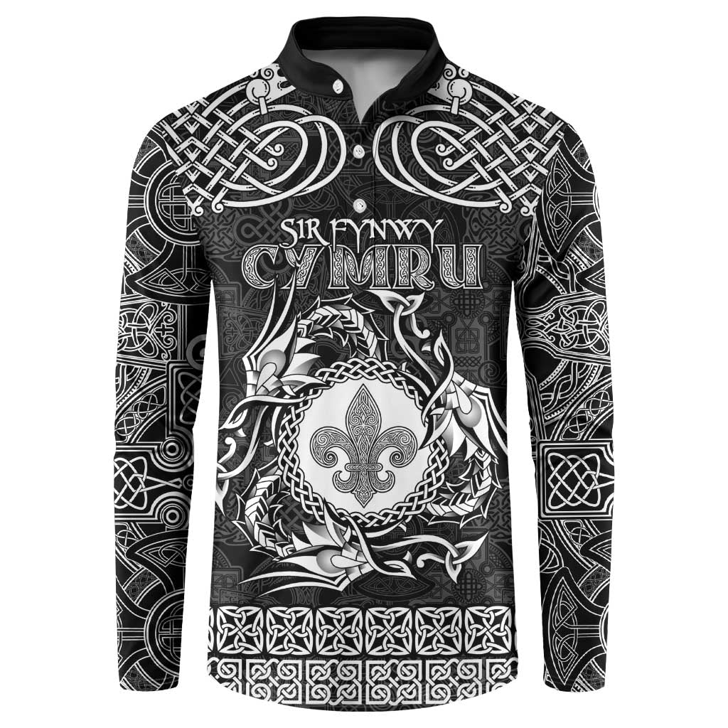 Personalized Monmouthshire Sir Fynwy Button Sweatshirt Black Fleur-de-lis Celtic-inspired - Wonder Print Shop