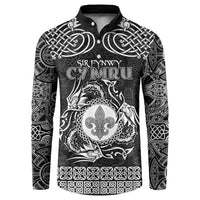 Personalized Monmouthshire Sir Fynwy Button Sweatshirt Black Fleur-de-lis Celtic-inspired - Wonder Print Shop