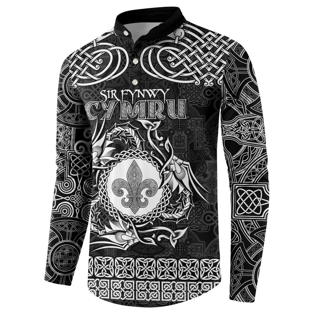 Personalized Monmouthshire Sir Fynwy Button Sweatshirt Black Fleur-de-lis Celtic-inspired - Wonder Print Shop