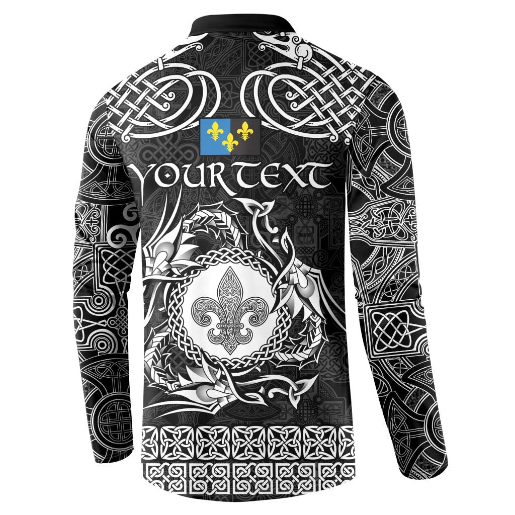 Personalized Monmouthshire Sir Fynwy Button Sweatshirt Black Fleur-de-lis Celtic-inspired - Wonder Print Shop