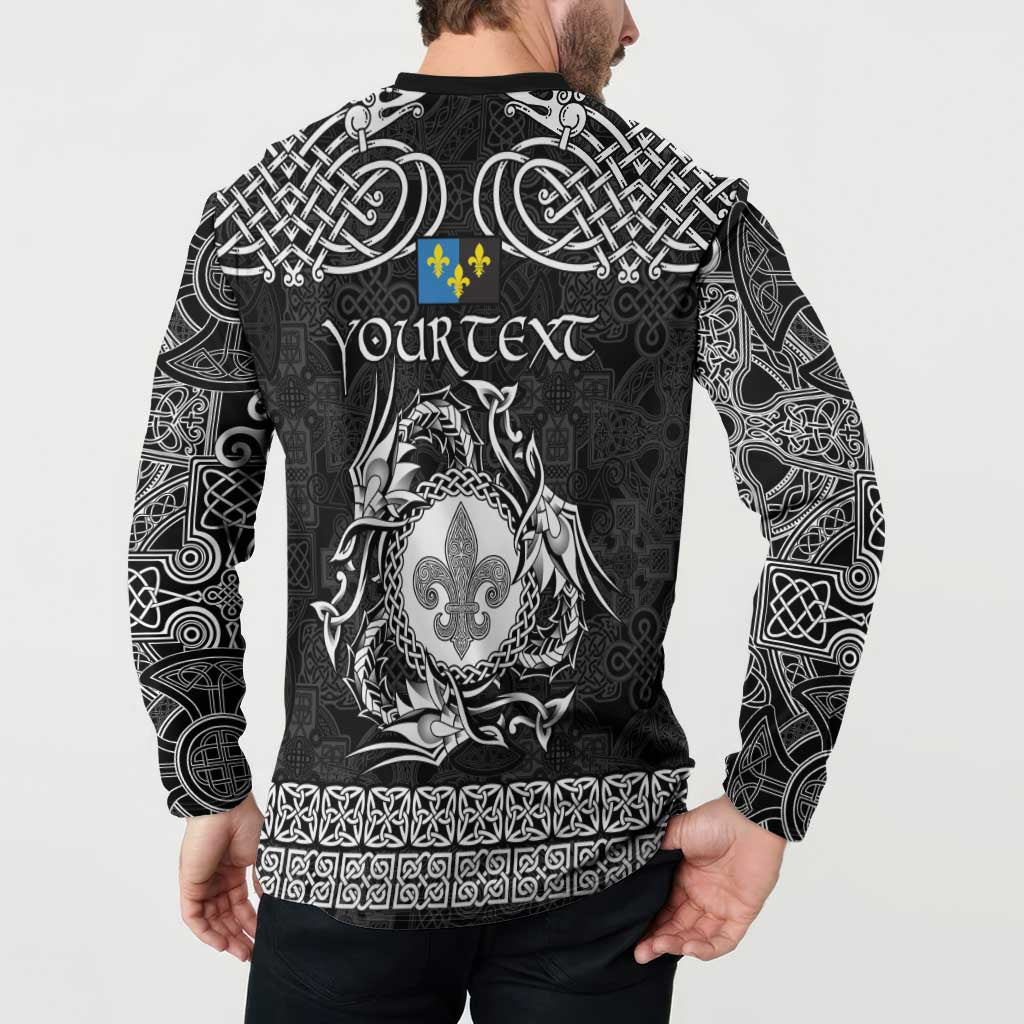 Personalized Monmouthshire Sir Fynwy Button Sweatshirt Black Fleur-de-lis Celtic-inspired - Wonder Print Shop