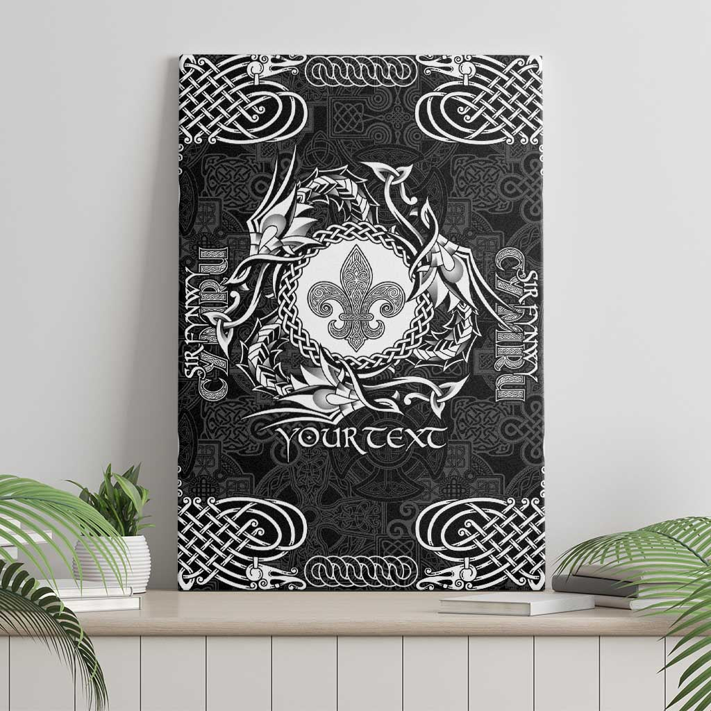 Personalized Monmouthshire Sir Fynwy Canvas Wall Art Black Fleur-de-lis Celtic-inspired - Wonder Print Shop