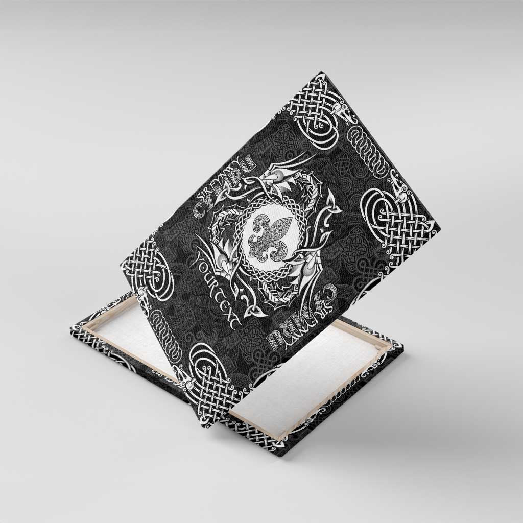 Personalized Monmouthshire Sir Fynwy Canvas Wall Art Black Fleur-de-lis Celtic-inspired - Wonder Print Shop