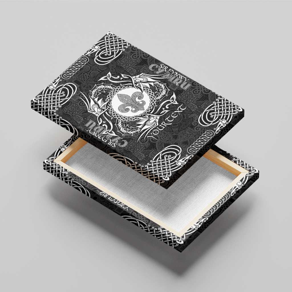 Personalized Monmouthshire Sir Fynwy Canvas Wall Art Black Fleur-de-lis Celtic-inspired - Wonder Print Shop