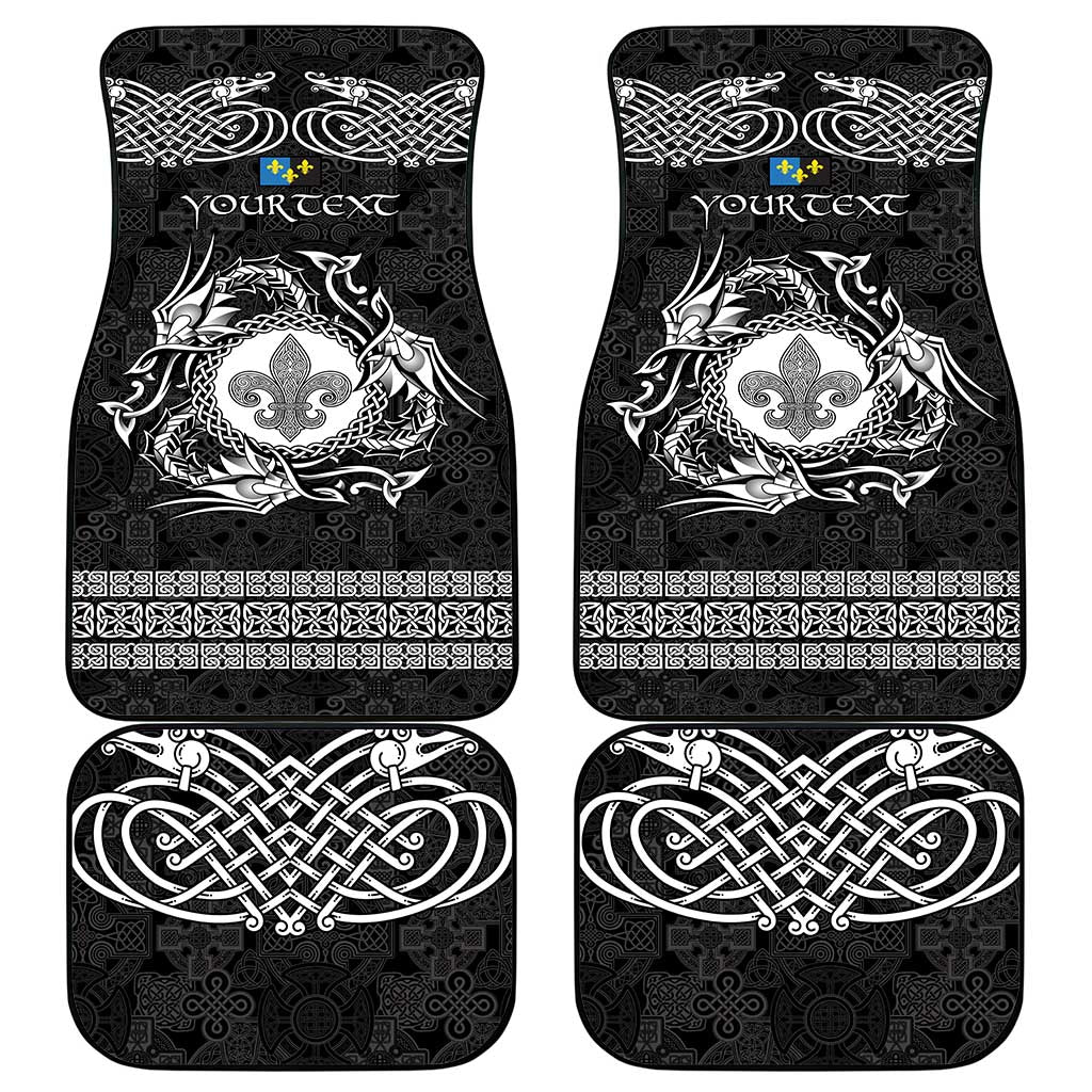 Personalized Monmouthshire Sir Fynwy Car Mats Black Fleur-de-lis Celtic-inspired - Wonder Print Shop