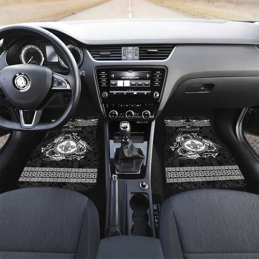 Personalized Monmouthshire Sir Fynwy Car Mats Black Fleur-de-lis Celtic-inspired - Wonder Print Shop