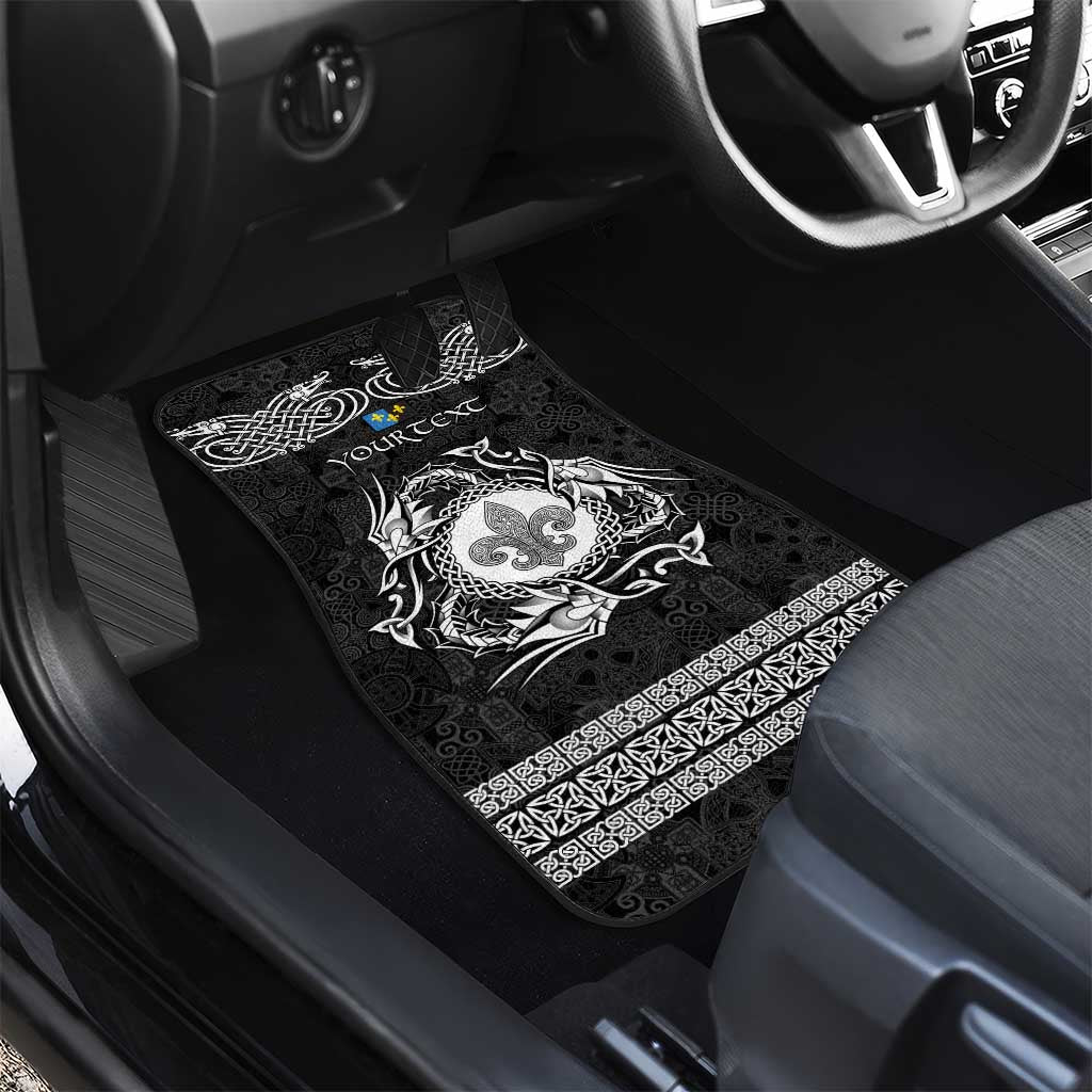 Personalized Monmouthshire Sir Fynwy Car Mats Black Fleur-de-lis Celtic-inspired - Wonder Print Shop