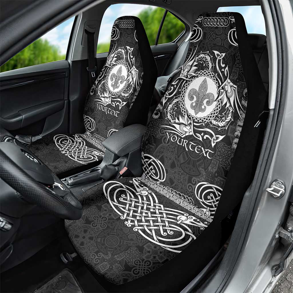Personalized Monmouthshire Sir Fynwy Car Seat Cover Black Fleur-de-lis Celtic-inspired - Wonder Print Shop