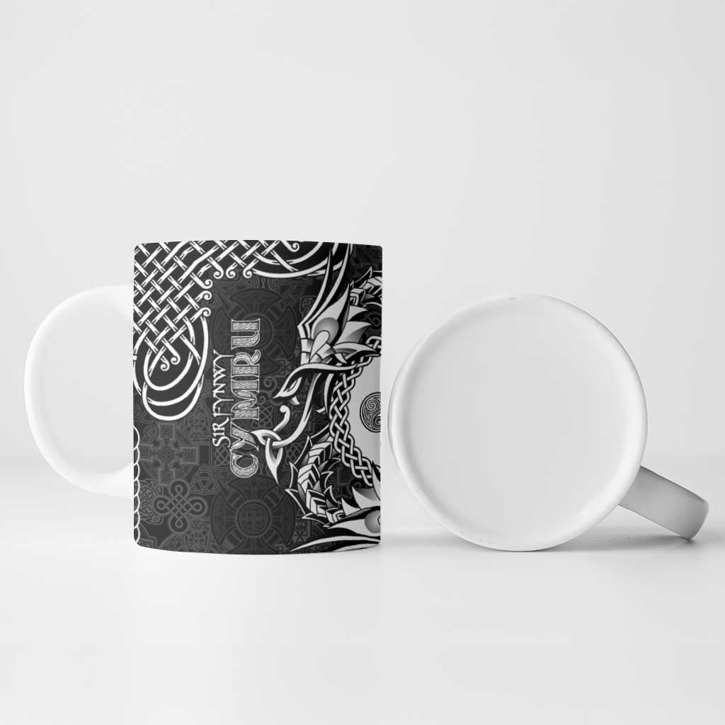 Personalized Monmouthshire Sir Fynwy Ceramic Mug Black Fleur-de-lis Celtic-inspired - Wonder Print Shop