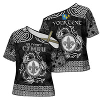 Personalized Monmouthshire Sir Fynwy Cross Shoulder Shirt Black Fleur-de-lis Celtic-inspired - Wonder Print Shop