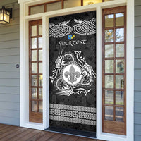 Personalized Monmouthshire Sir Fynwy Door Cover Black Fleur-de-lis Celtic-inspired - Wonder Print Shop