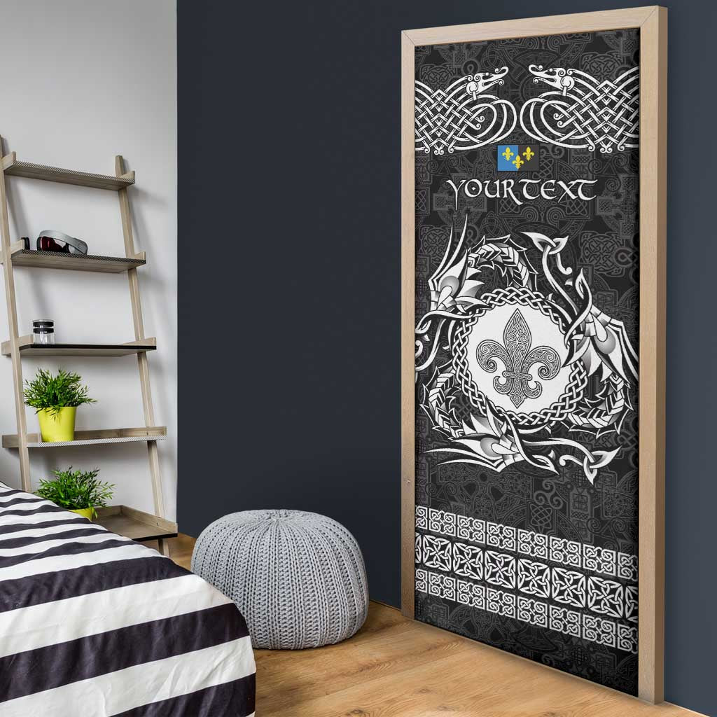 Personalized Monmouthshire Sir Fynwy Door Cover Black Fleur-de-lis Celtic-inspired - Wonder Print Shop