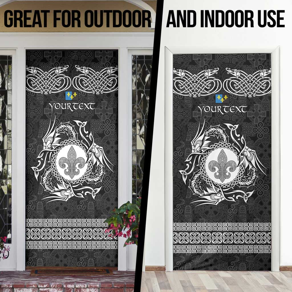 Personalized Monmouthshire Sir Fynwy Door Cover Black Fleur-de-lis Celtic-inspired - Wonder Print Shop