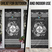 Personalized Monmouthshire Sir Fynwy Door Cover Black Fleur-de-lis Celtic-inspired - Wonder Print Shop
