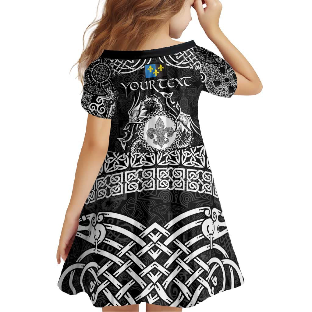 Personalized Monmouthshire Sir Fynwy Family Matching Long Sleeve Bodycon Dress and Hawaiian Shirt Black Fleur-de-lis Celtic-inspired - Wonder Print Shop