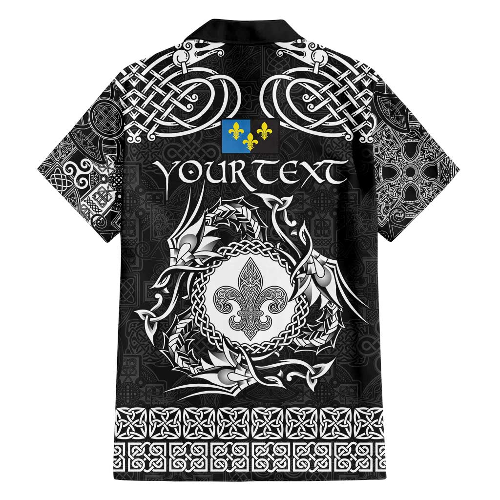 Personalized Monmouthshire Sir Fynwy Family Matching Long Sleeve Bodycon Dress and Hawaiian Shirt Black Fleur-de-lis Celtic-inspired - Wonder Print Shop