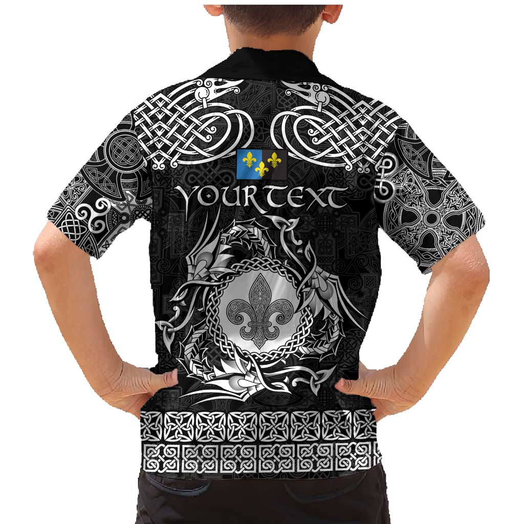 Personalized Monmouthshire Sir Fynwy Family Matching Mermaid Dress and Hawaiian Shirt Black Fleur-de-lis Celtic-inspired - Wonder Print Shop