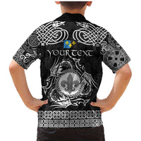Personalized Monmouthshire Sir Fynwy Family Matching Mermaid Dress and Hawaiian Shirt Black Fleur-de-lis Celtic-inspired - Wonder Print Shop