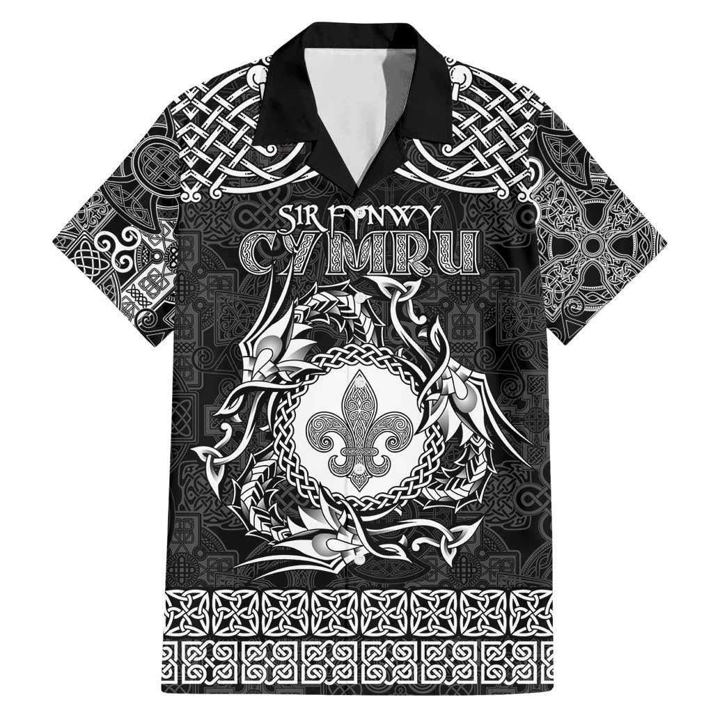Personalized Monmouthshire Sir Fynwy Family Matching Mermaid Dress and Hawaiian Shirt Black Fleur-de-lis Celtic-inspired - Wonder Print Shop