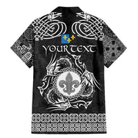 Personalized Monmouthshire Sir Fynwy Family Matching Mermaid Dress and Hawaiian Shirt Black Fleur-de-lis Celtic-inspired - Wonder Print Shop