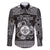 Personalized Monmouthshire Sir Fynwy Family Matching Off The Shoulder Long Sleeve Dress and Hawaiian Shirt Black Fleur-de-lis Celtic-inspired - Wonder Print Shop