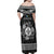 Personalized Monmouthshire Sir Fynwy Family Matching Off Shoulder Maxi Dress and Hawaiian Shirt Black Fleur-de-lis Celtic-inspired - Wonder Print Shop