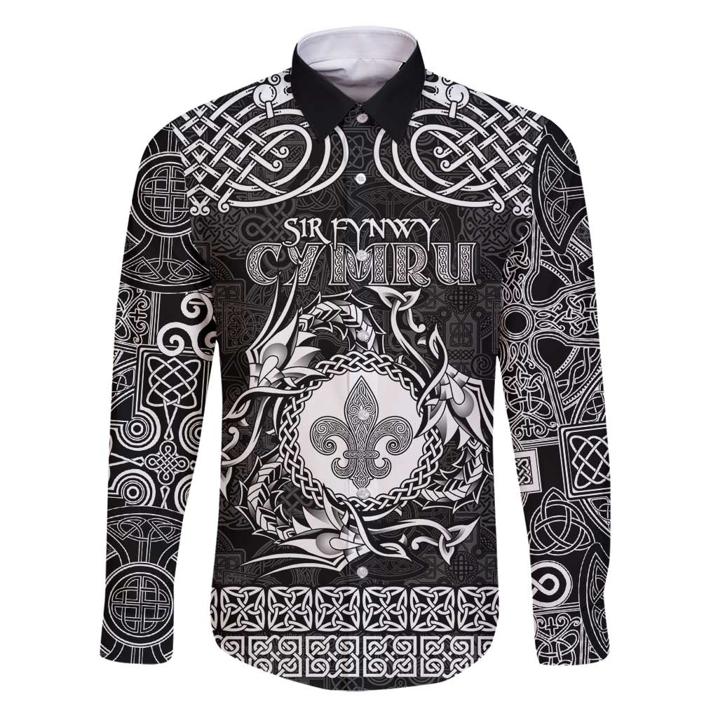 Personalized Monmouthshire Sir Fynwy Family Matching Puletasi and Hawaiian Shirt Black Fleur-de-lis Celtic-inspired - Wonder Print Shop