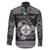 Personalized Monmouthshire Sir Fynwy Family Matching Puletasi and Hawaiian Shirt Black Fleur-de-lis Celtic-inspired - Wonder Print Shop