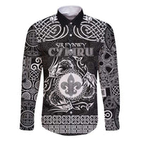 Personalized Monmouthshire Sir Fynwy Family Matching Summer Maxi Dress and Hawaiian Shirt Black Fleur-de-lis Celtic-inspired - Wonder Print Shop