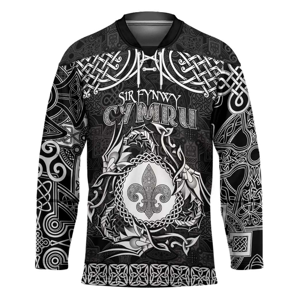 Personalized Monmouthshire Sir Fynwy Hockey Jersey Black Fleur-de-lis Celtic-inspired - Wonder Print Shop