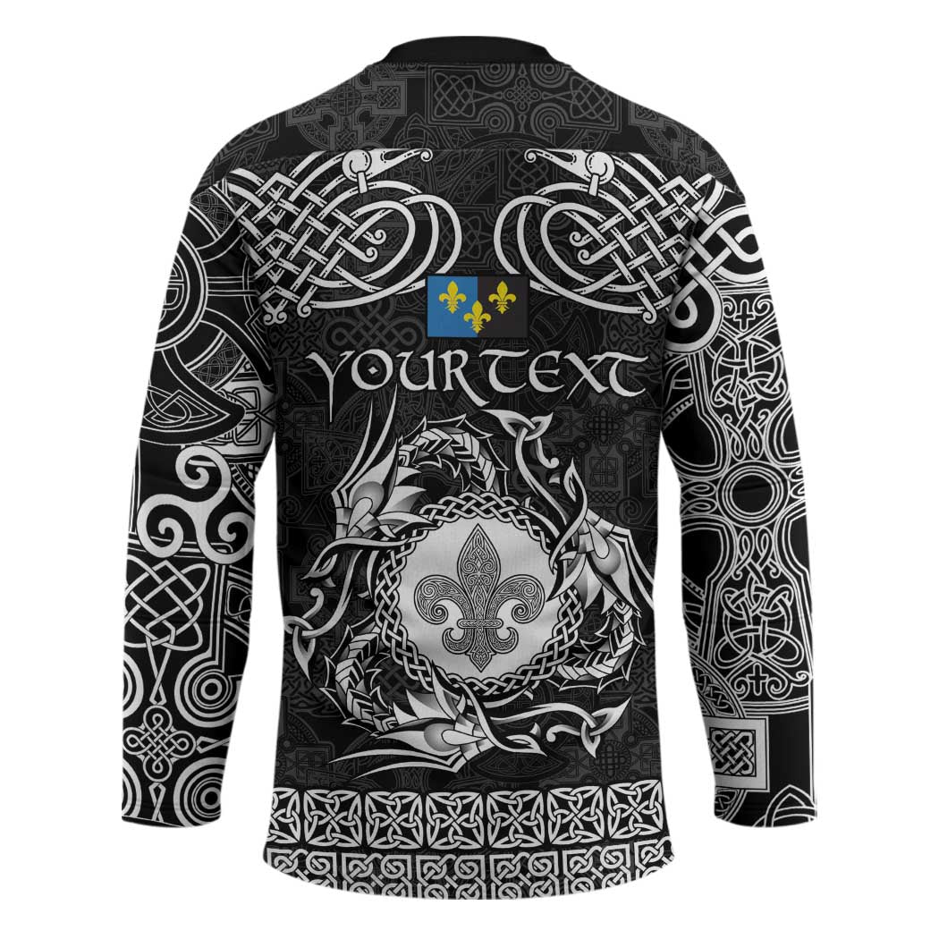 Personalized Monmouthshire Sir Fynwy Hockey Jersey Black Fleur-de-lis Celtic-inspired - Wonder Print Shop