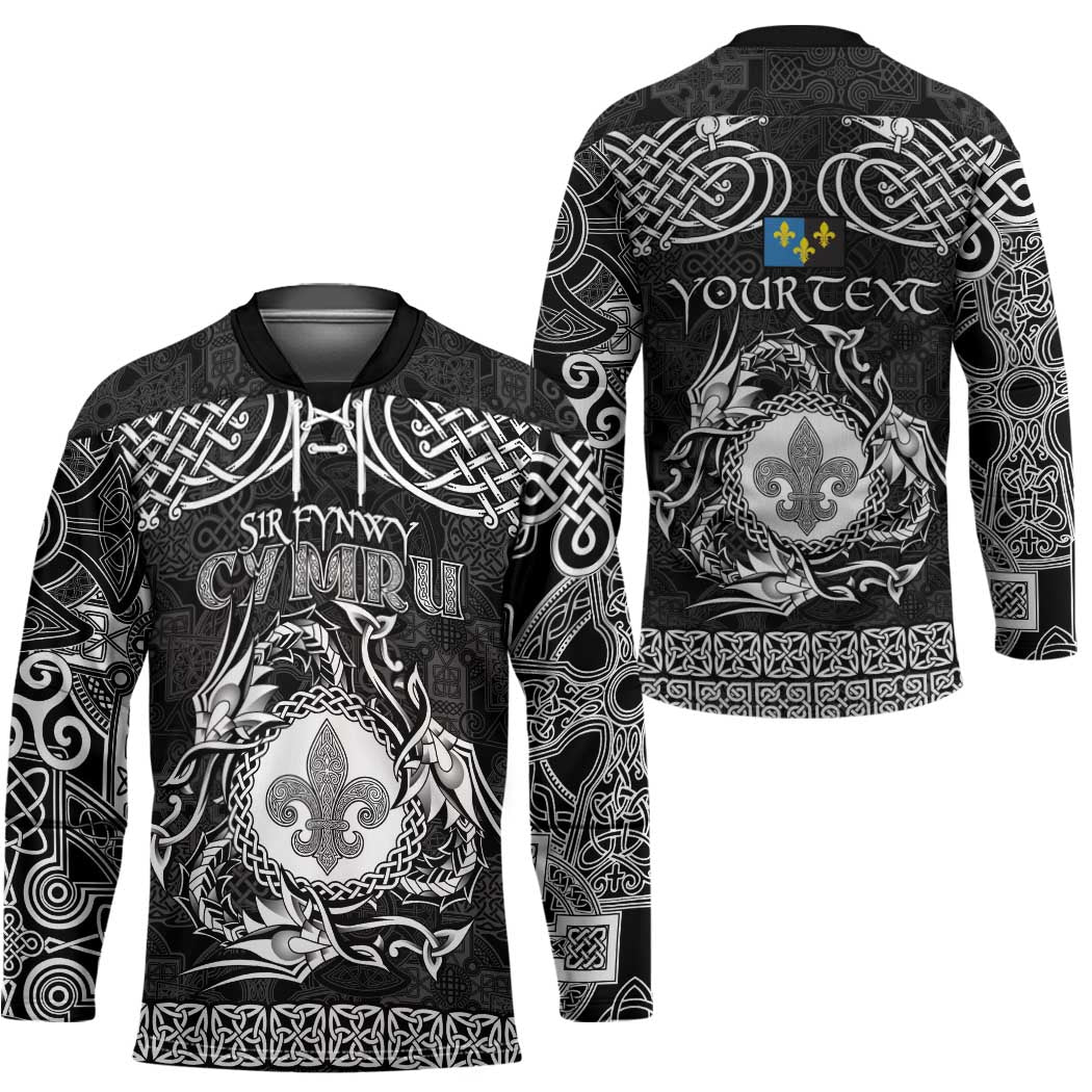 Personalized Monmouthshire Sir Fynwy Hockey Jersey Black Fleur-de-lis Celtic-inspired - Wonder Print Shop