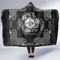 Personalized Monmouthshire Sir Fynwy Hooded Blanket Black Fleur-de-lis Celtic-inspired - Wonder Print Shop