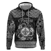 Personalized Monmouthshire Sir Fynwy Hoodie Black Fleur-de-lis Celtic-inspired - Wonder Print Shop